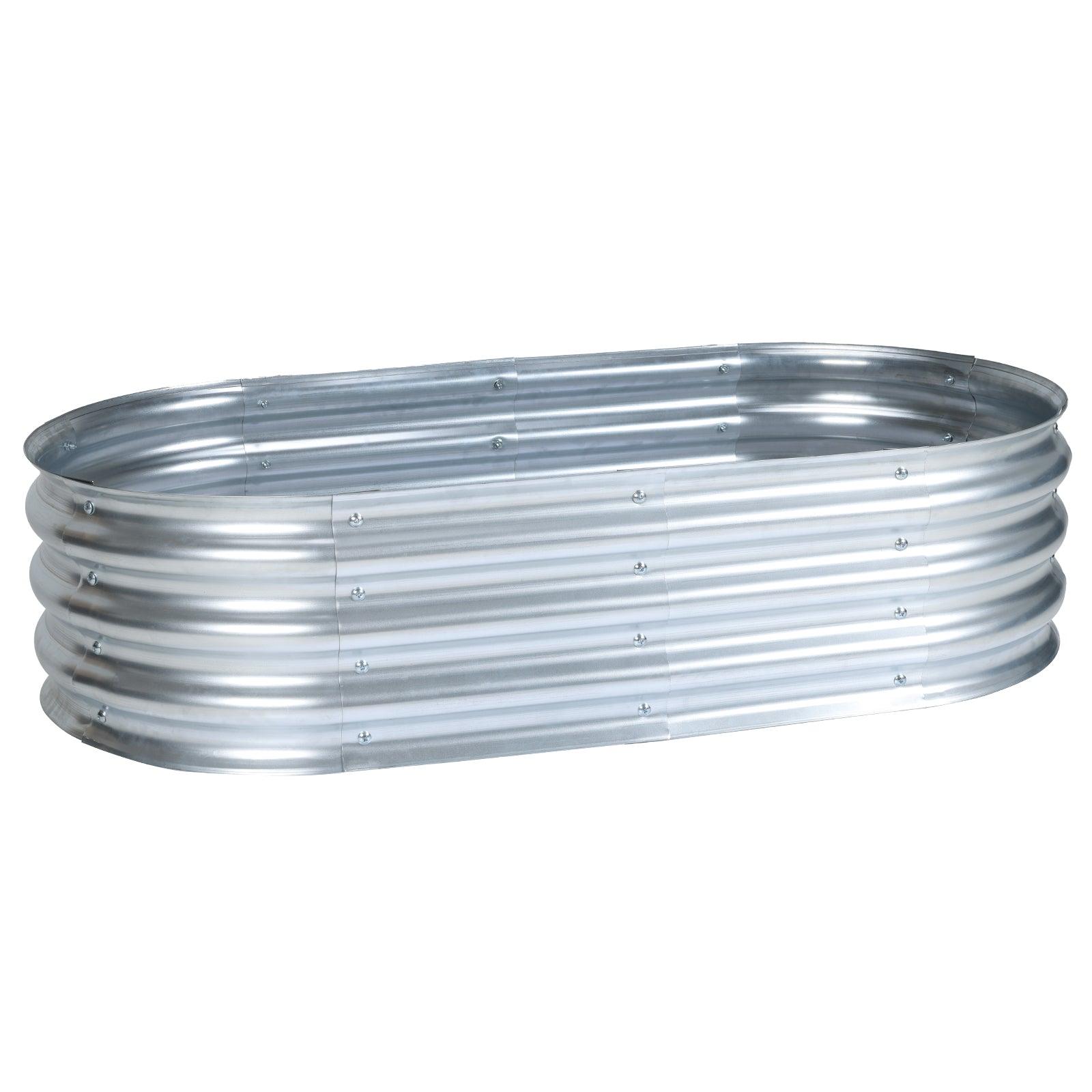 4x2x1 ft. Galvanized Raised Garden Bed Kit- Silver - Aoodor